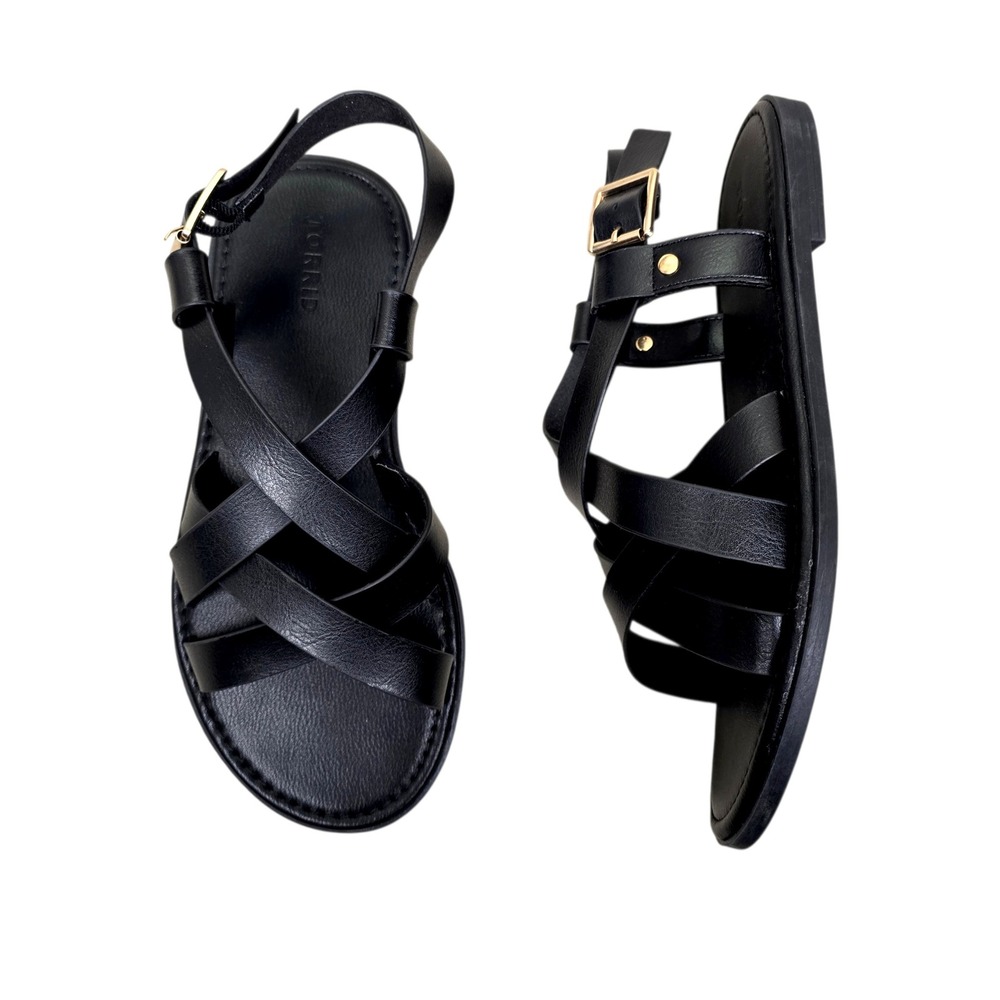 Torrid Womens Black Faux Leather Strappy Sandals Shoe Size 10.5WW